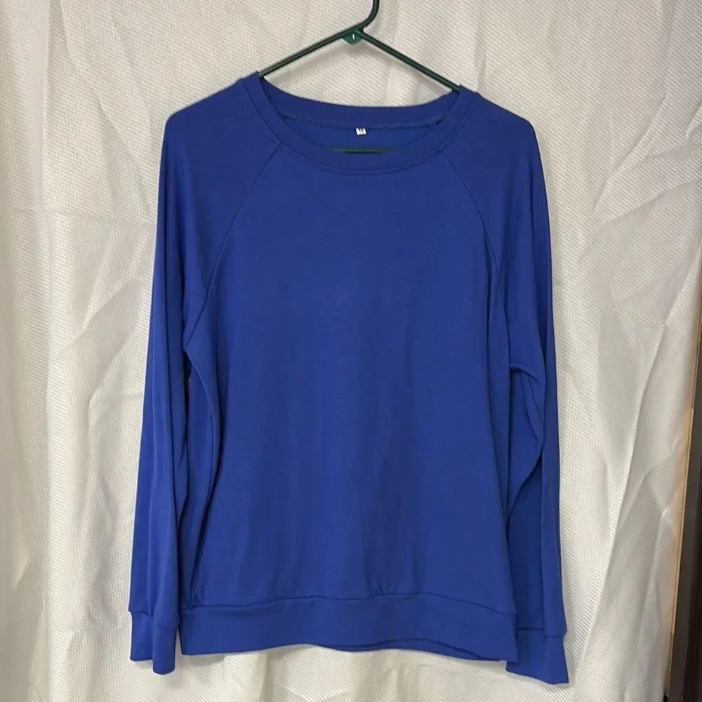 Blue Long Sleeve Hoodie Sweatshirt